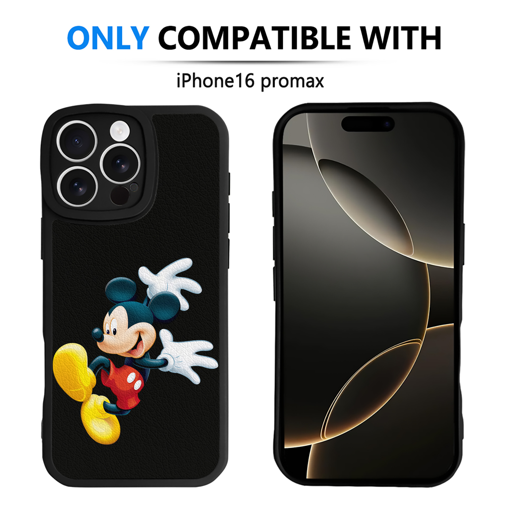 （画像用） ミッキーマウス Mickey Mouse 【iPhone 16シリーズ対応】シリコンスマホケース（レザー調） 材質：シリコン
